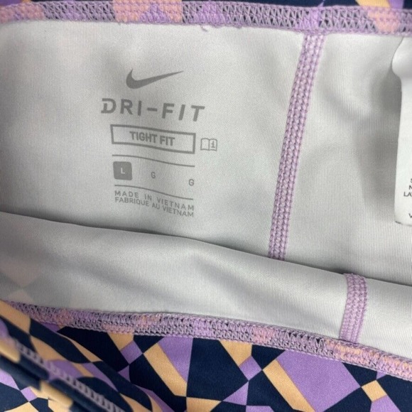 Nike Youth Girls Dri Fit Leggings Pants Size L Purple Triangle Active Running - Picture 7 of 9